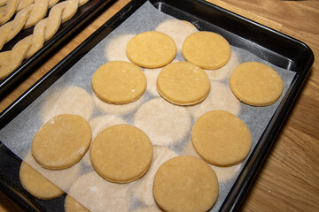 Pastry on a trey ready to be put in to the oven and made in to an apple pie