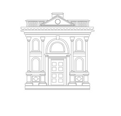 Obraz premium ANCIENT CLASSIC STYLE BUILDING DRAWING WITH ROMAN AND GOTHIC COLUMNS