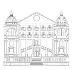 ANCIENT CLASSIC STYLE BUILDING DRAWING WITH ROMAN AND GOTHIC COLUMNS