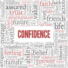 Confidence vector illustration word cloud isolated on a white background.