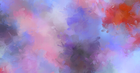 Fototapeta na wymiar 2D illustration of colorful brush strokes. Decorative texture painting. Vibrant paint pattern backdrop.