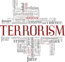 Fototapeta premium Terrorism vector illustration word cloud isolated on a white background.