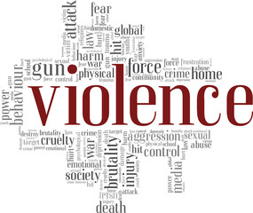 Violence vector illustration word cloud isolated on a white background.