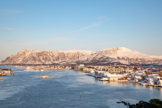 Winter picture from the harbor Brønnøysund town in the middle of Norway,Helgeland,Nordland county,Norway,scandinavia,Europe