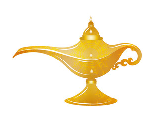 goldene orientalische Wunderlampe oder Öllampe