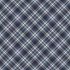 Plaid pattern in blue and grey for flannel design. Seamless dark tartan check plaid graphic for spring summer autumn winter shirt, skirt, other modern classic textile print.