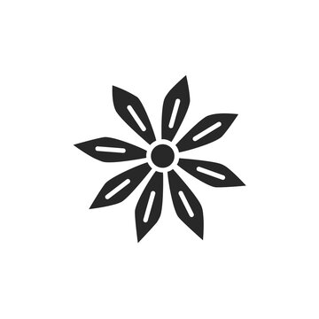 recommend clip art: Star anise plant black glyph icon. Vector illustration