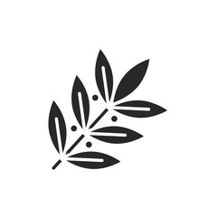 Bay leaf black glyph icon. Spices product. Vector illustration