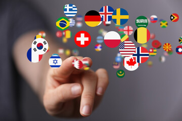 World map with all states and their flags