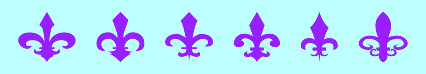 set of fleur de lis cartoon icon design template with various models. vector illustration isolated on blue background © eny