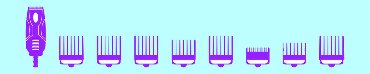set of hair clipper cartoon icon design template with various models. vector illustration isolated on blue background