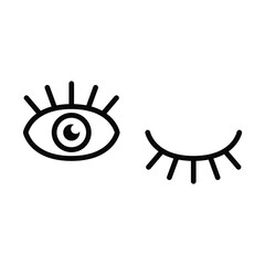 Eye icon. Simple line style for web and app. Human eye anatomy. Open and winking eyes on white background Business concepts eyesight pictogram vector illustration. EPS 10