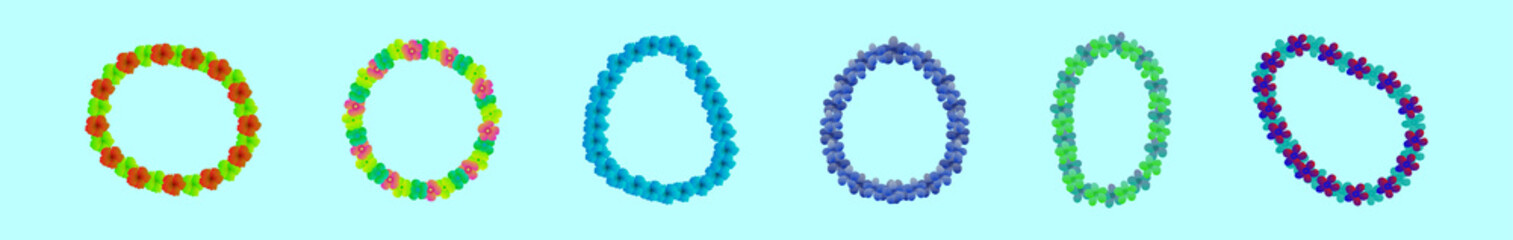 set of hawaiian lei cartoon icon design template with various models. vector illustration isolated on blue background