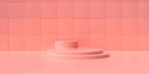 3D rendering of red geometry booth background