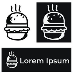 Modern flat logo for burger. Vectors design concept for burger with smoke. Line logo for burger.