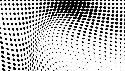 The halftone texture is monochrome. Chaotic waves of black dots on a white background