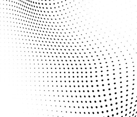 The halftone texture is monochrome. Chaotic waves of black dots on a white background