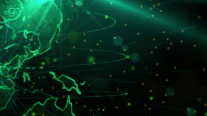 Digital green planet of Earth, 3D animation