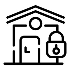 Locked smart house icon. Outline locked smart house vector icon for web design isolated on white background