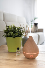 Aromatherapy diffusers, friendly silent mini ultrasonic wood diffuser with color light