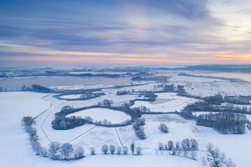 Aussicht auf den Uckersee am Potzlower Seenblick im Winter bei Eis und Schnee