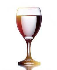 Stylish drinking glass on white with light flare concept
