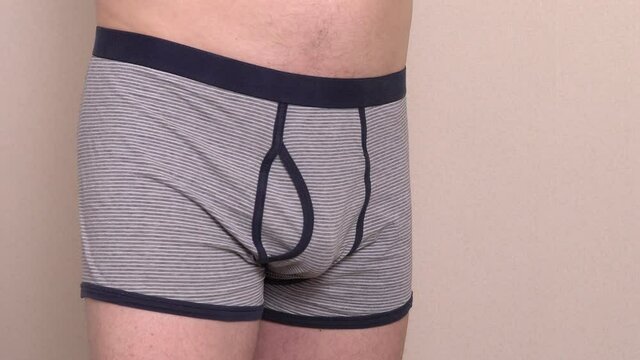 Man in underwear close up
