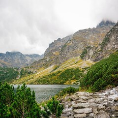 landscape with lake and mountains