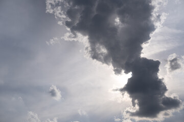 Summer blue sky with a large cloud covering the sun.
