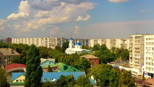 Sumy city from above, video from a drone, 4k