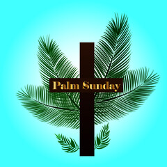 vector illustration of palm Sunday background with text and palm branches