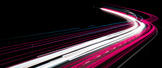 abstract red car lights at night. long exposure