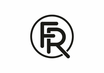 Black FR in circle initial letter logo