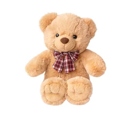 Fotobehang Toy teddy bear isolated on white, without shadow. © Yulik art