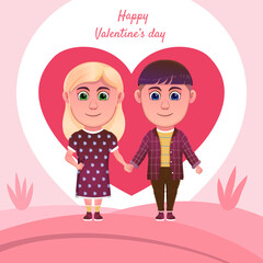 cartoon couple celebrating valentines day