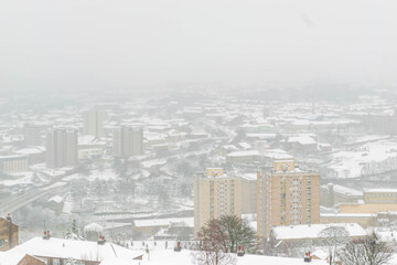 city in the snow