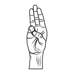 Vector of a drawing of hand gesture three fingers signaling resistance