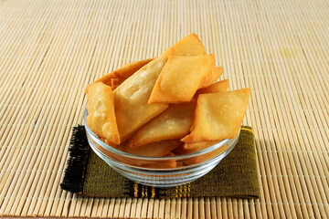 traditional homemade indian gujrati holiday sweet snack food shakkarpara or shankarpali