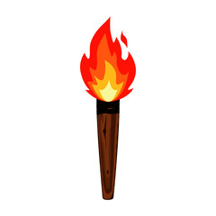 Vector of red flamed wooden torch