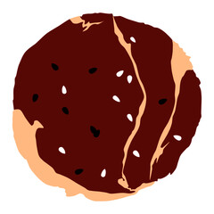 Vector of a round, circular slice of beef for shabu with black and white sesame seeds