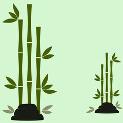 Fototapeta premium Vector of bamboo shoots and stacked pebbles in a zen garden