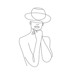 
Woman Abstract Face One Line Drawing. Female Portrait Minimalist Style. Modern Minimal Print. Trendy Illustration for Cosmetics. Continuous Line Art. Fashion Minimal Print. Beauty Logo. Vector EPS 10