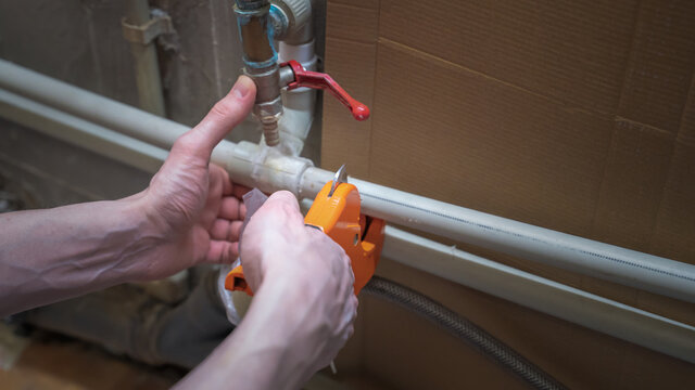 repair of plumbing in the house, close up