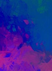 2D illustration of colorful brush strokes. Decorative texture painting. Vibrant paint pattern backdrop.