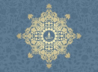 Oil lamp, Diwali greetings , royal Rajasthan, India	