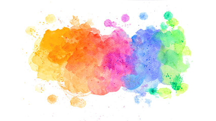 Abstract colorful watercolor on isolated white background