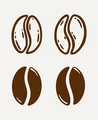 Group of roasted coffee beans, caffeine symbol