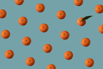 Pattern tangerine on blue background