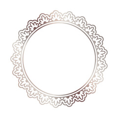 Rose golden shiny glowing ornate frame isolated over white