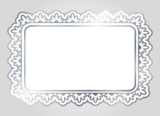 Silver shiny glowing ornate frame isolated over white